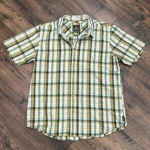 Prana Organic Button Down Plaid Shirt Men XLarge